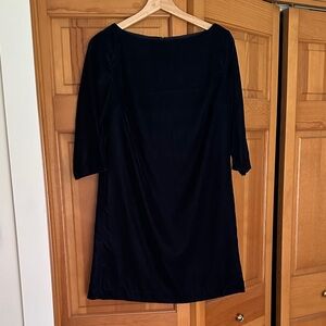Banana Republic Navy Blue 3/4 -Sleeve Velvet Shift Dress